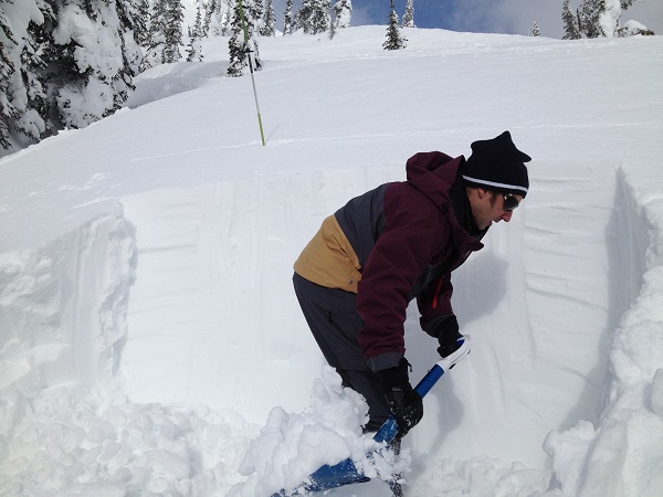 Our Instructor Mark prepares for some of the test on our Avalanche Safety Training field day