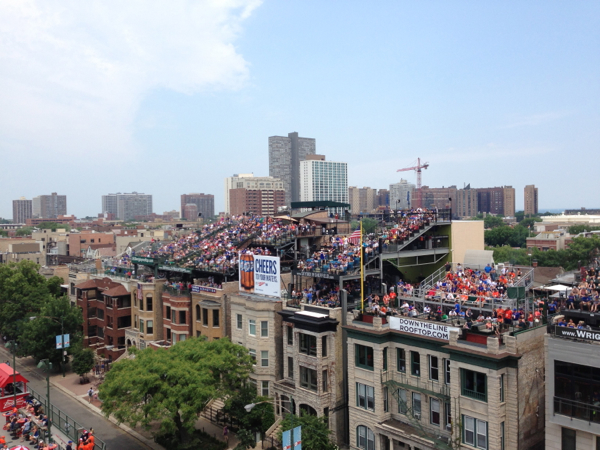 Rooftop seats on the house across the street from Wrigley Field